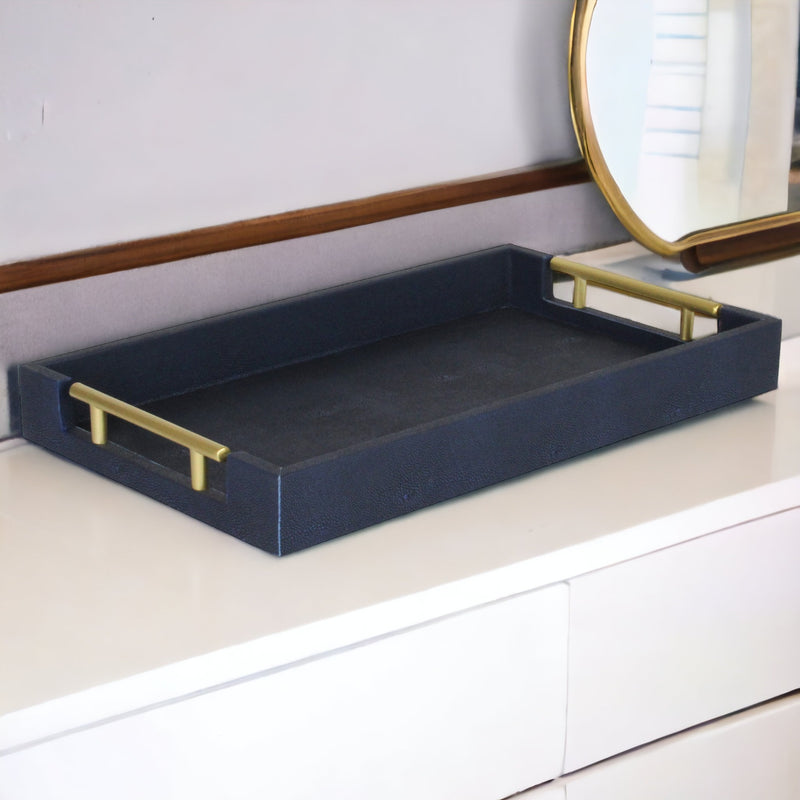 5823NB - Lusan Shagreen Tray - Navy Blue