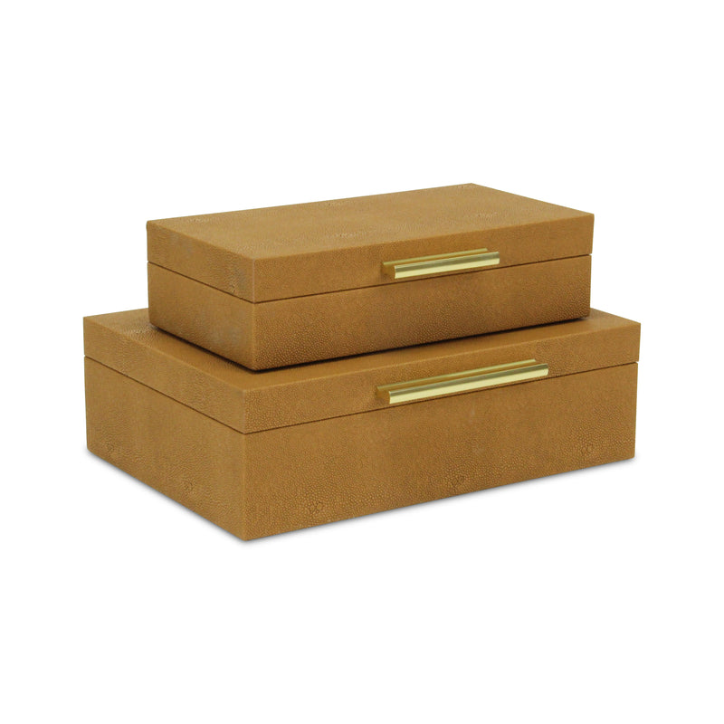 5824-2CM - Lusan Brown Shagreen Boxes