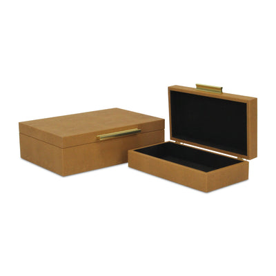 5824-2CM - Lusan Brown Shagreen Boxes