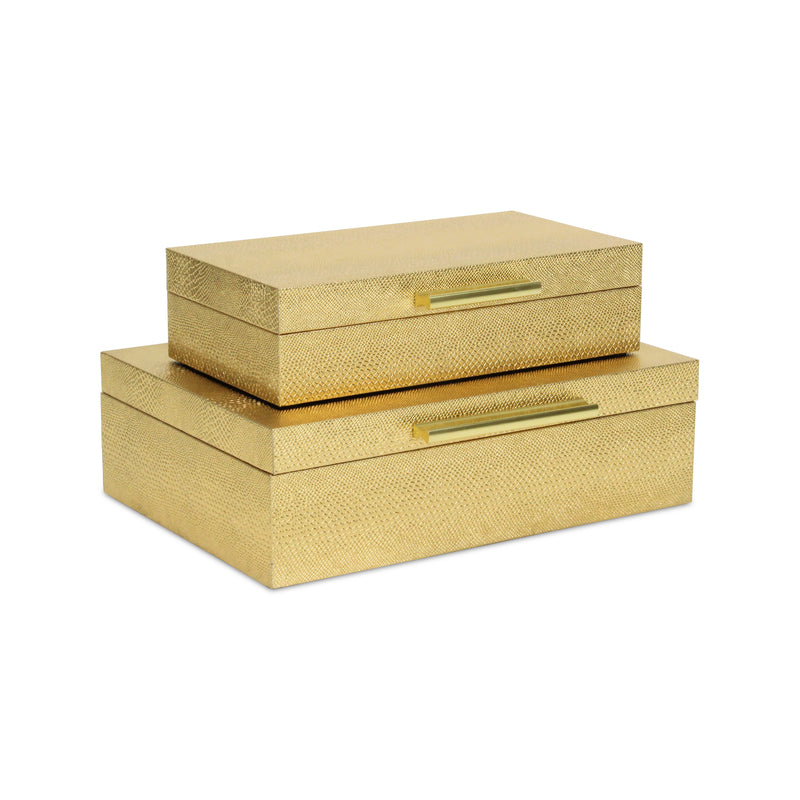 5824-2GDSN - Lusan Rect Shagreen Boxes - Gold Snk