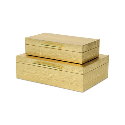 5824-2GDSN - Lusan Rect Shagreen Boxes - Gold Snk