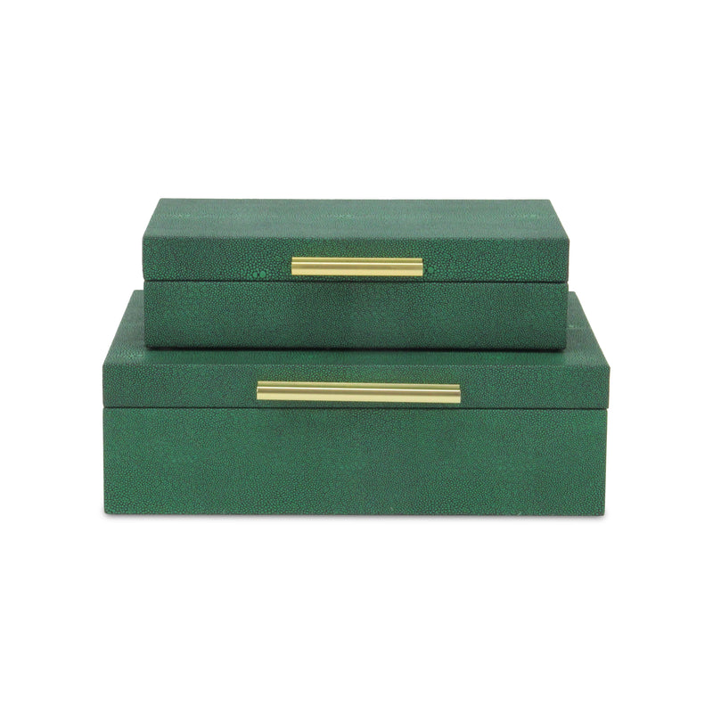 5824-2GRN - Lusan Green Shagreen Boxes