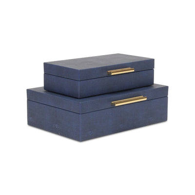 5824-2NB - Lusan Navy Blue Shagreen Boxes