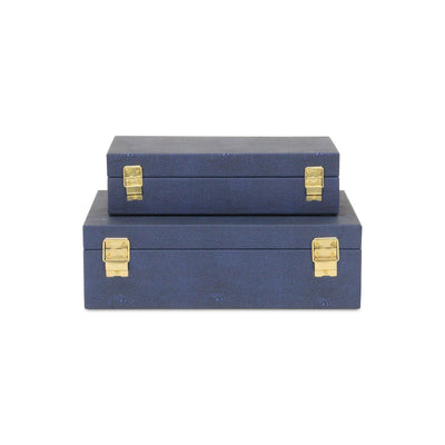 5824-2NB - Lusan Rect Shagreen Boxes - Blue