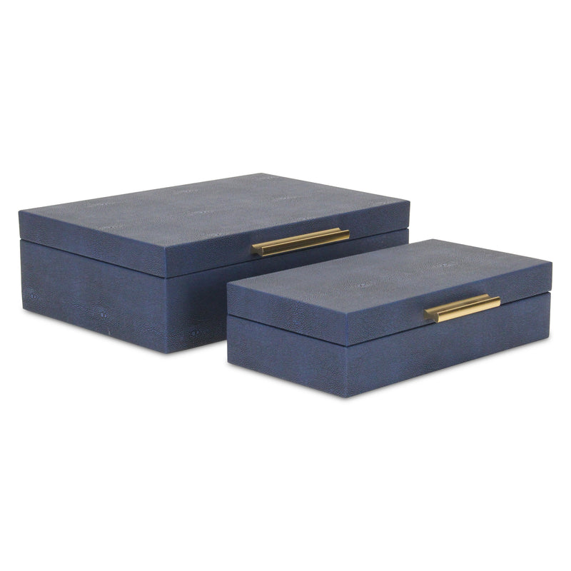 5824-2NB - Lusan Navy Blue Shagreen Boxes