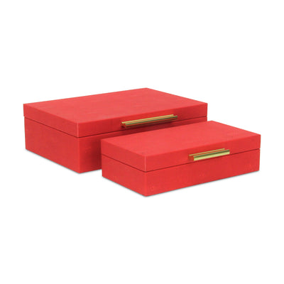 5824-2RD - Lusan Red Shagreen Boxes