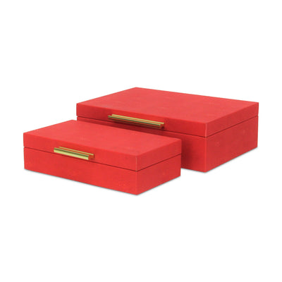 5824-2RD - Lusan Red Shagreen Boxes