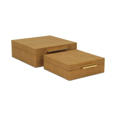5825-2CM - Lusan Camel Brown Shagreen Boxes
