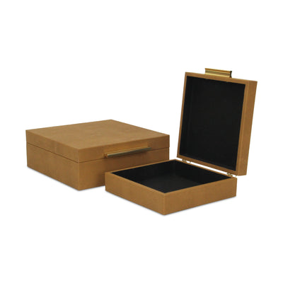 5825-2CM - Lusan Camel Brown Shagreen Boxes