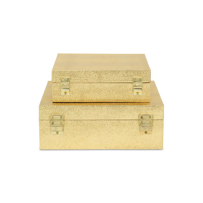 5825-2GDSN - Lusan Square Shagreen Boxes - Gold Snk