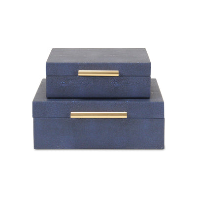 5825-2NB - Lusan Navy Blue Shagreen Boxes
