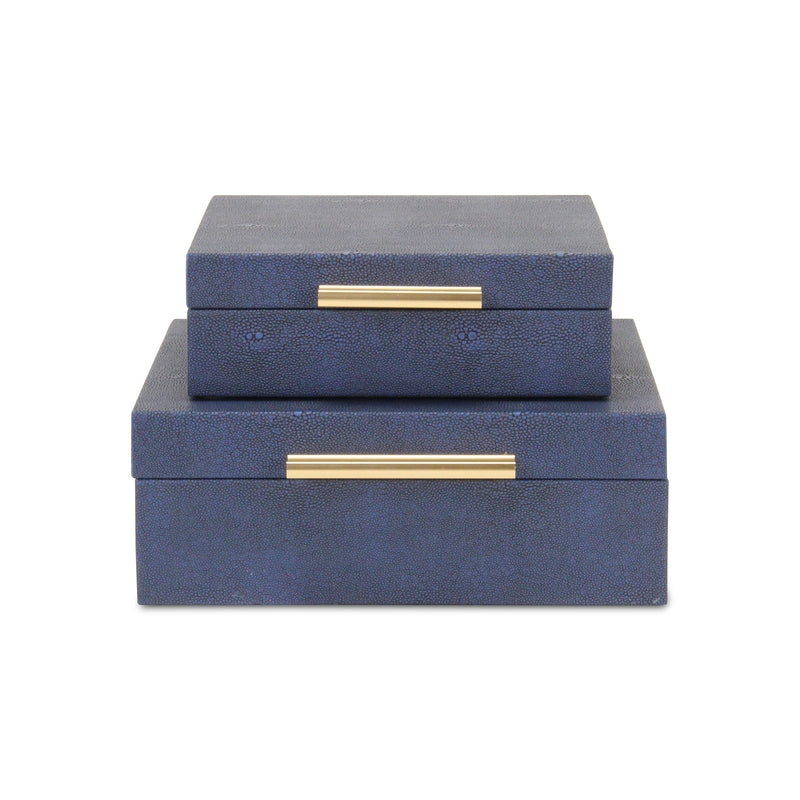 5825-2NB - Lusan Navy Blue Shagreen Boxes