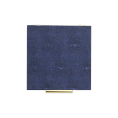 5825-2NB - Lusan Square Shagreen Boxes - Navy Blue