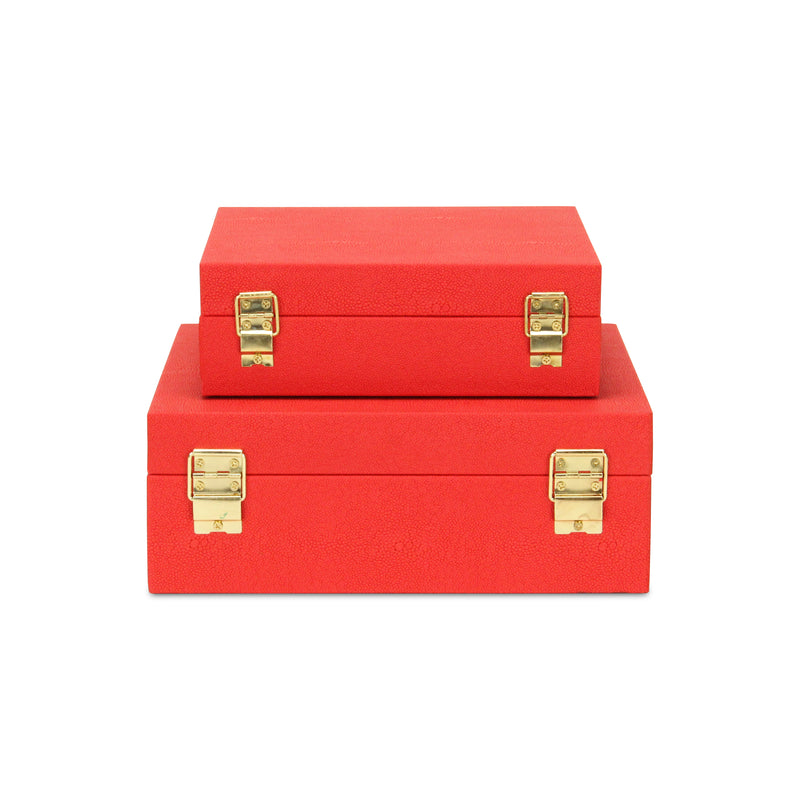 5825-2RD - Lusan Red Shagreen Boxes