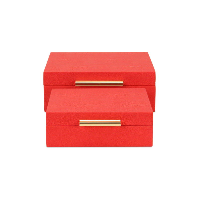 5825-2RD - Lusan Red Shagreen Boxes