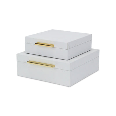 5825-2WTSNK - Lusan Square Shagreen Boxes - White Snk