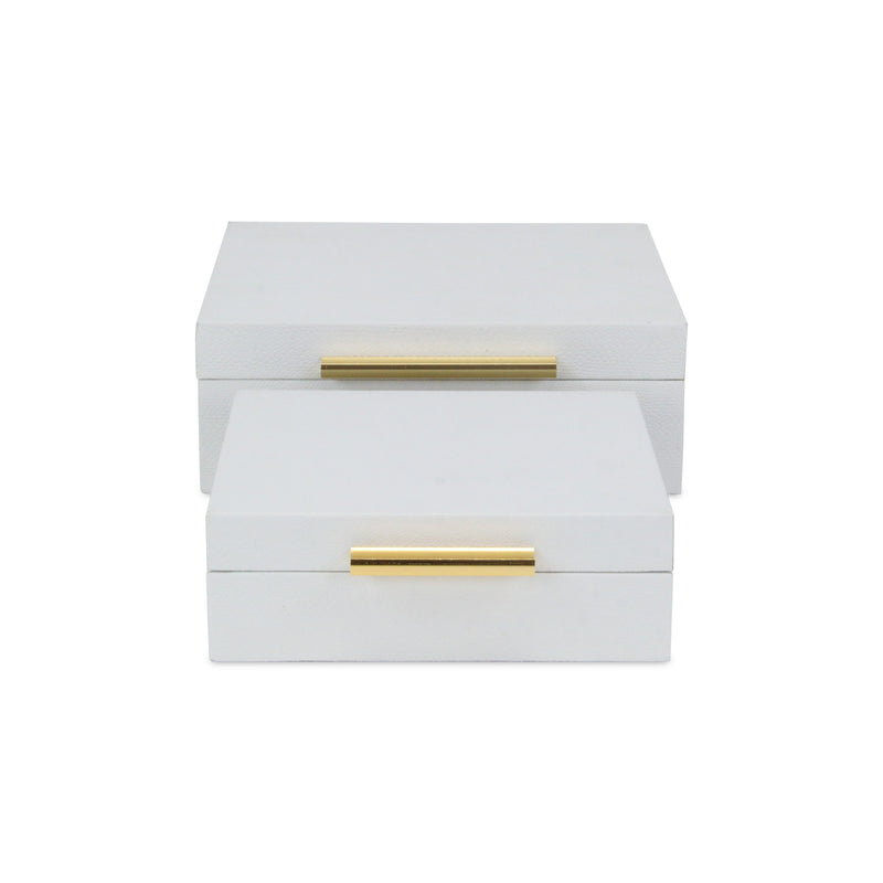 5825-2WTSNK - Lusan White Snakeskin Boxes