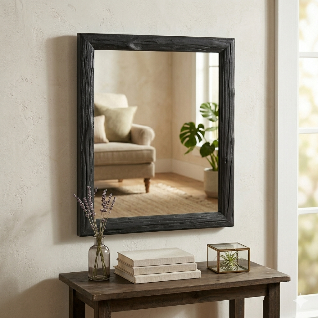 5882BK - Emmalora Wood Mirror - Black