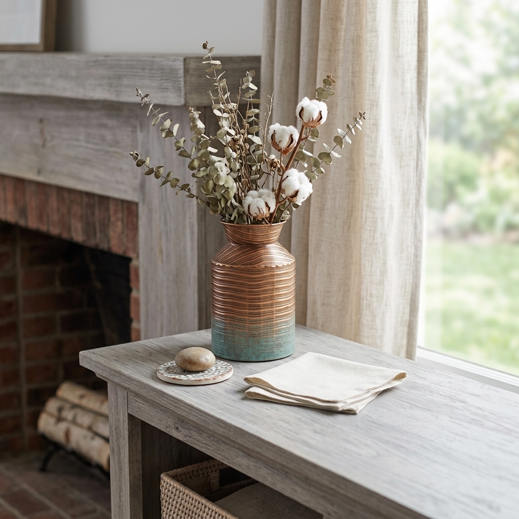 5900 -Kyani Decorative Metal Vase, Weathered Copper