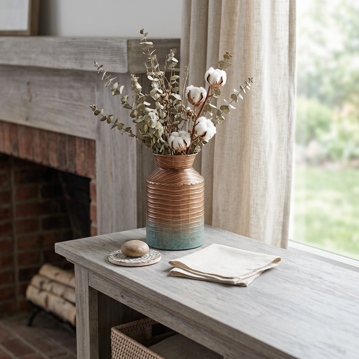 5900 -Kyani Decorative Metal Vase, Weathered Copper