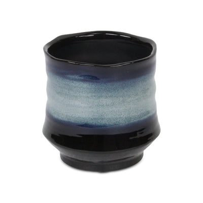 5948BL - Perlacea Curved Round Blue Pot