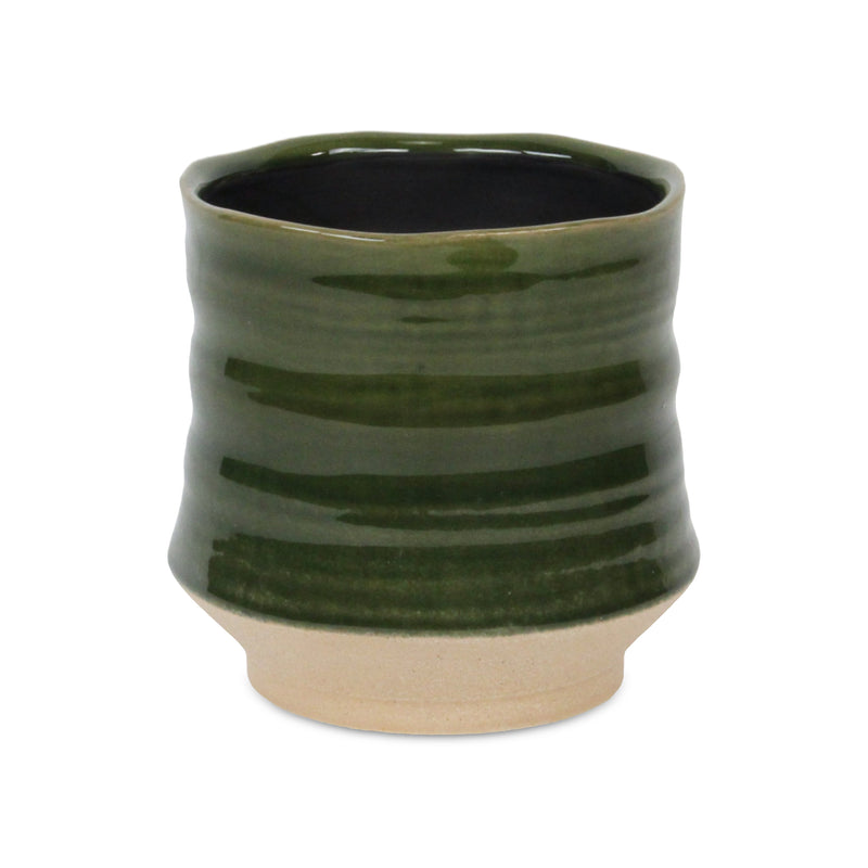 5948GR - Perlacea Curved Round Green Pot