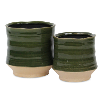 5948GR - Perlacea Curved Round Green Pot