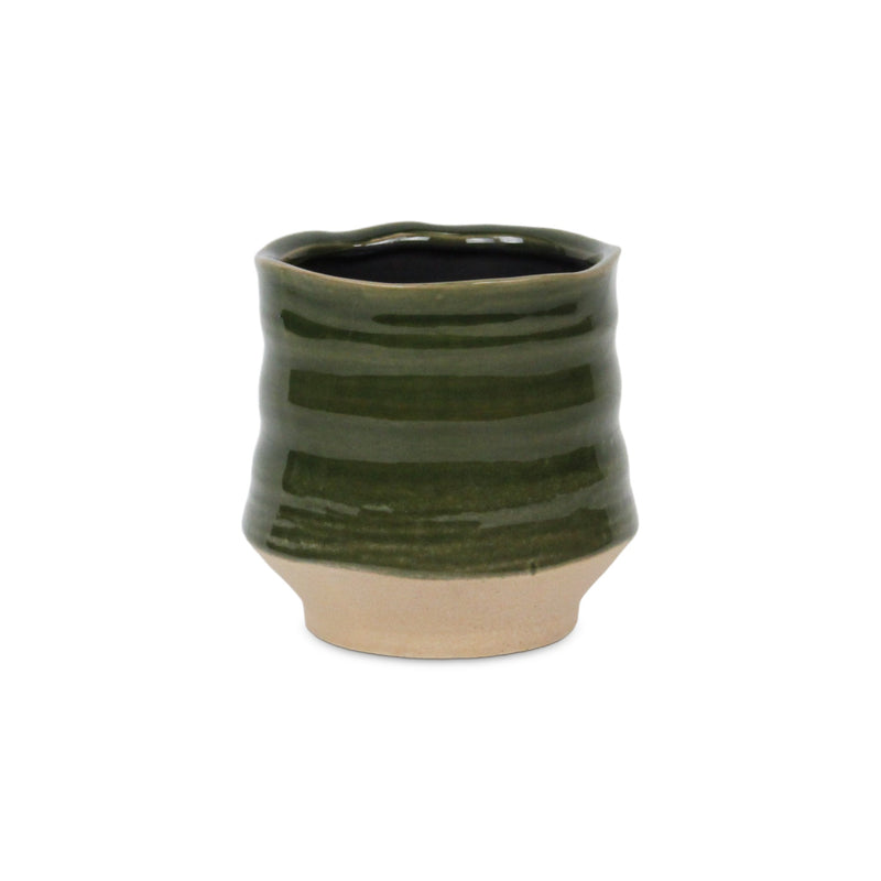 5948GR - Perlacea Curved Round Green Pot