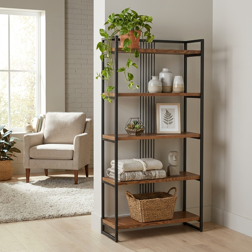 5957 - Lauxel Metal Wood Shelf