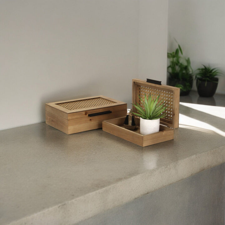 6049-2RT - Baskura Rattan & Wood Box Set