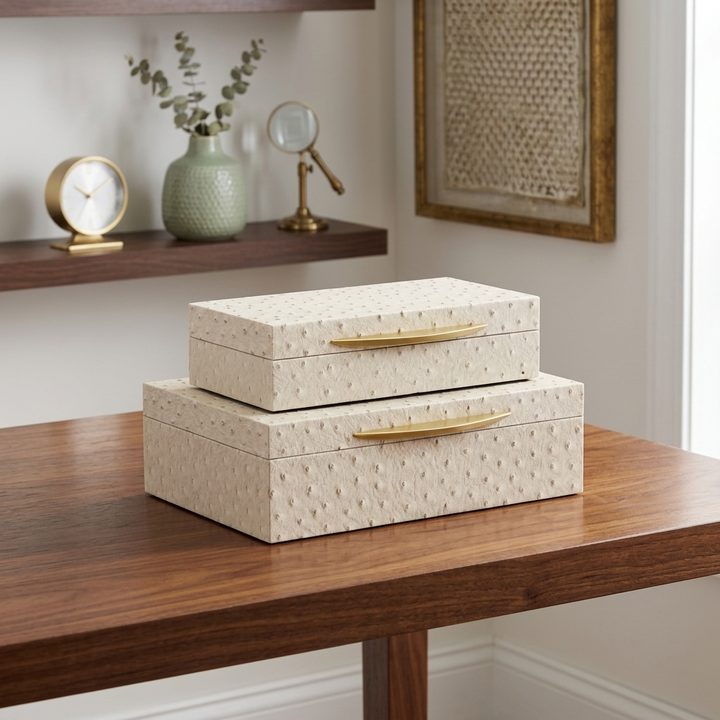 6053-2CROS - Canorus Ostritch Pattern Box Set - Cream