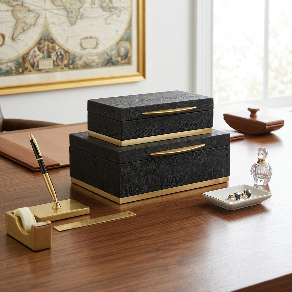 6054-2 - Zynova Rectangle Shagreen Boxes