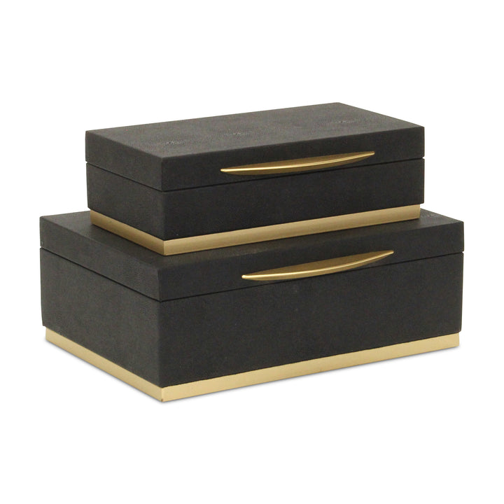 6054-2 - Zynova Rectangle Shagreen Boxes