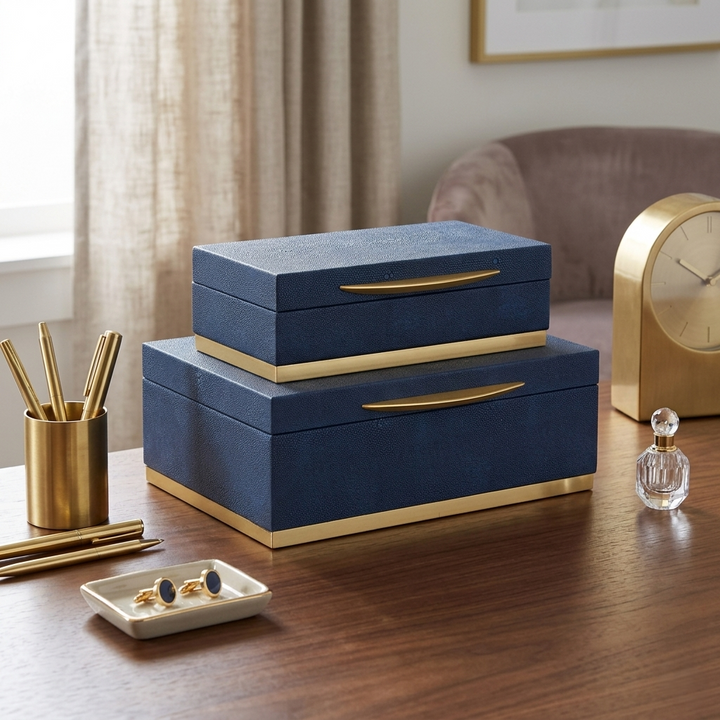 6054-2 - Zynova Rectangle Shagreen Boxes