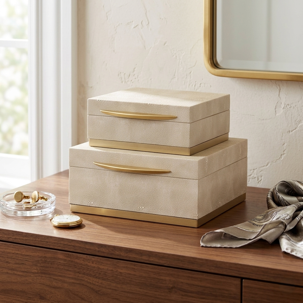 6055-2 - Zynova Square Shagreen Boxes