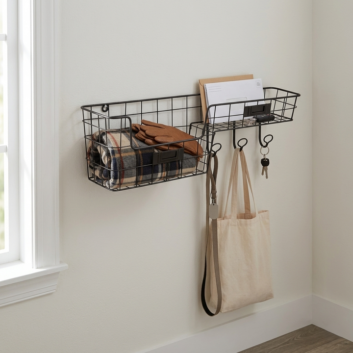 6063BK - Syntra Black Metal Wall Organizer