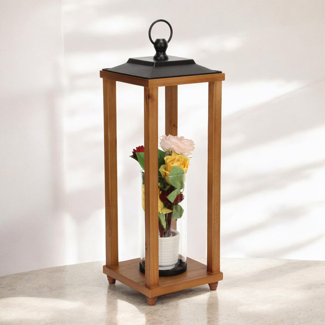 6073 - Vivora Wood & Metal Lantern