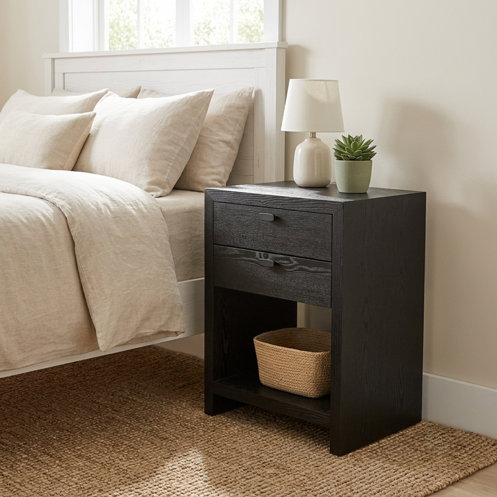 6083 - Vivara Modern Wood 2 Drawer Nightstand