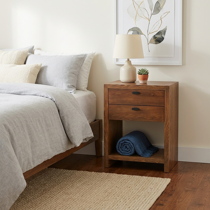 6083 - Vivara Modern Wood 2 Drawer Nightstand