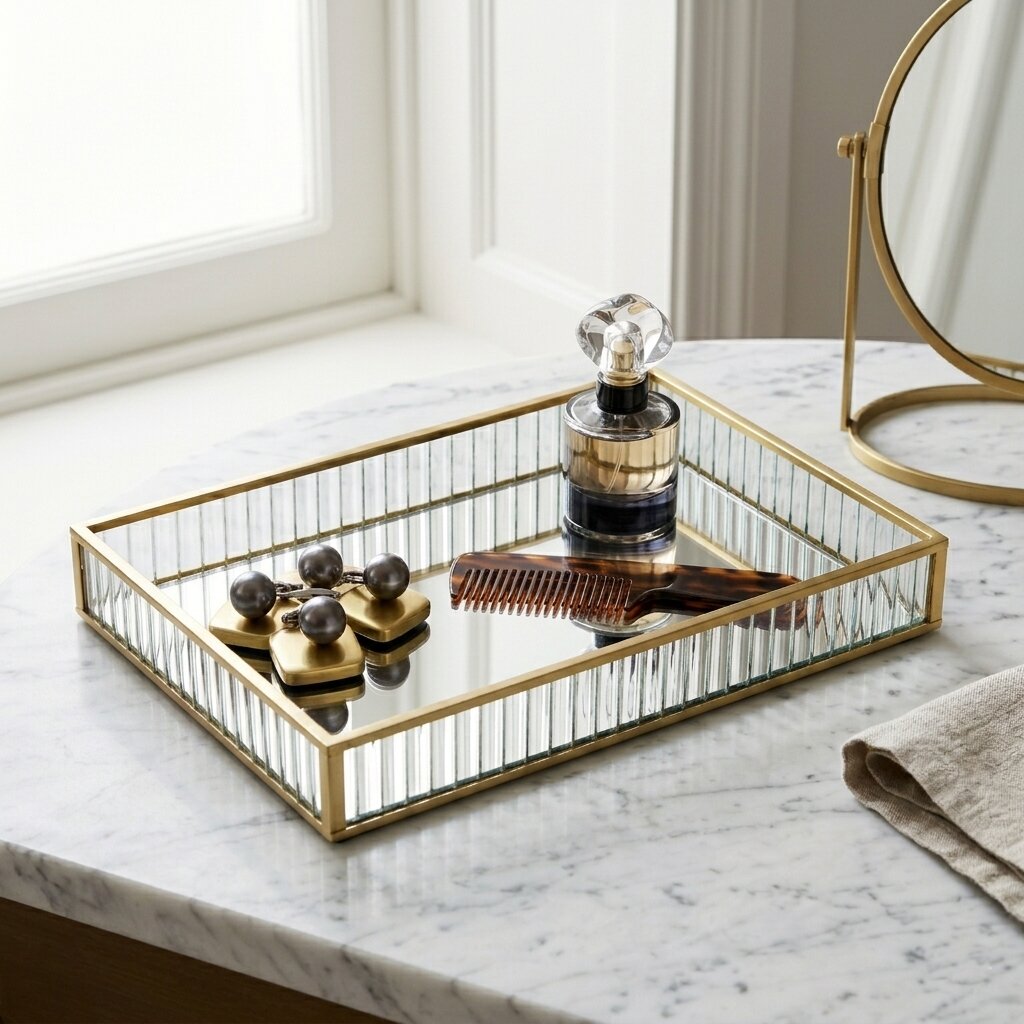 6136GD - Veldra Gold Rect Glass Tray
