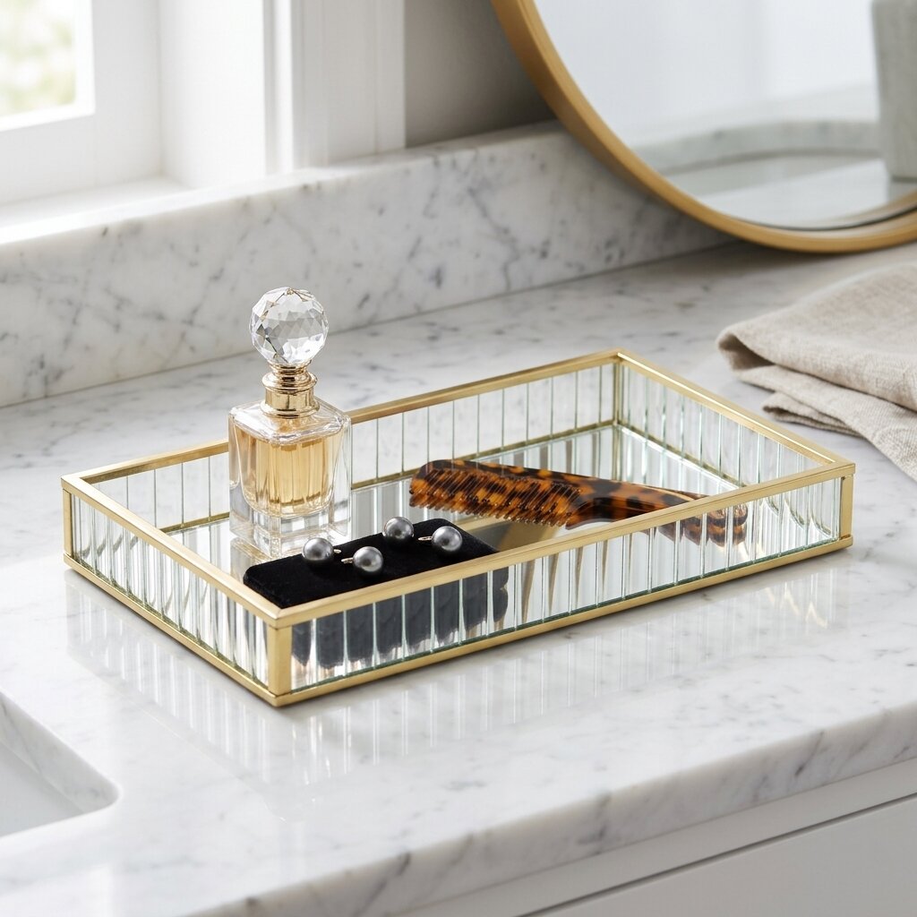 6136GD - Veldra Gold Rect Glass Tray