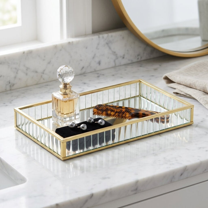 6136GD - Veldra Gold Rect Glass Tray