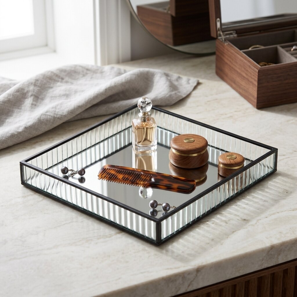 6137BK - Veldra Black Square Glass Tray