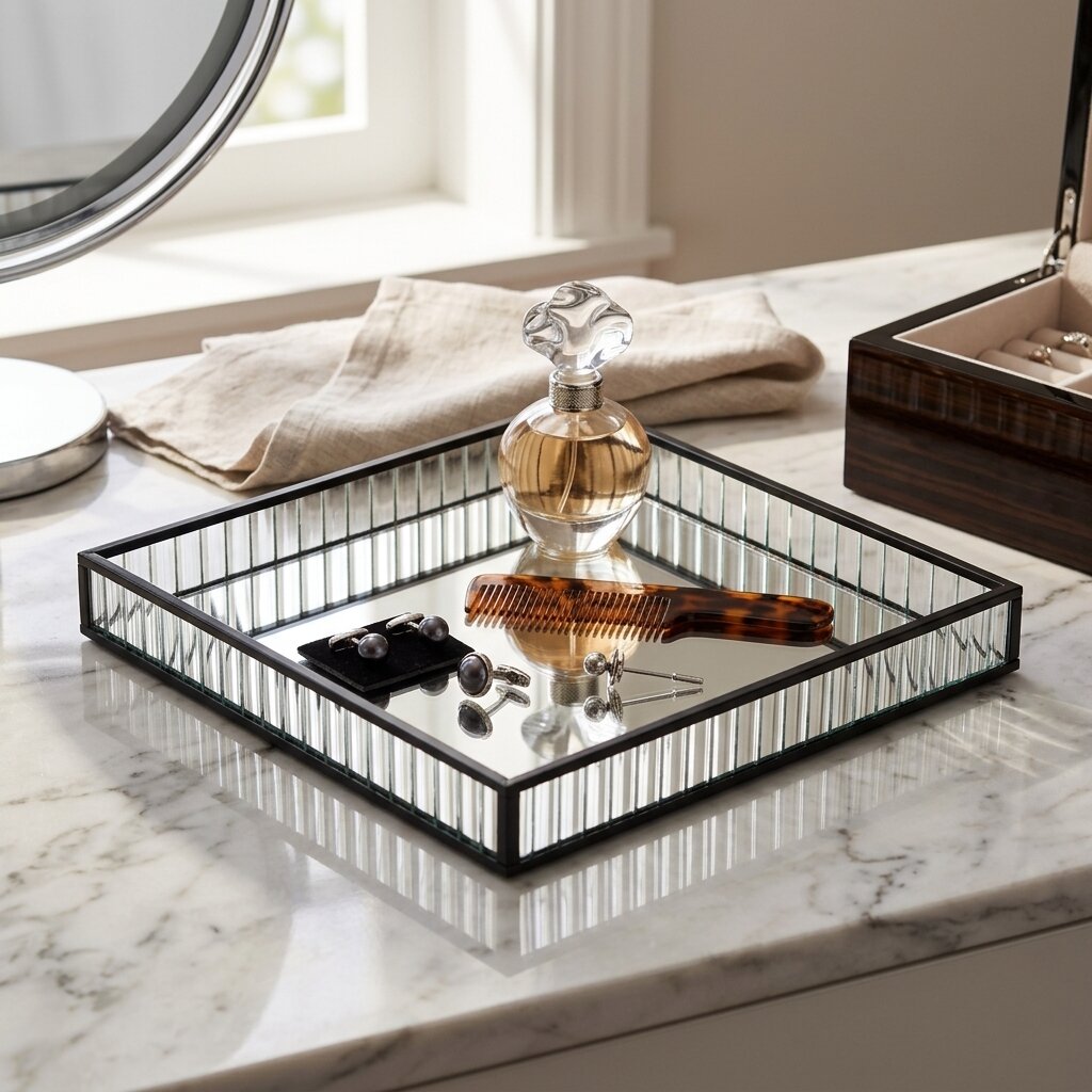 6137BK - Veldra Black Square Glass Tray