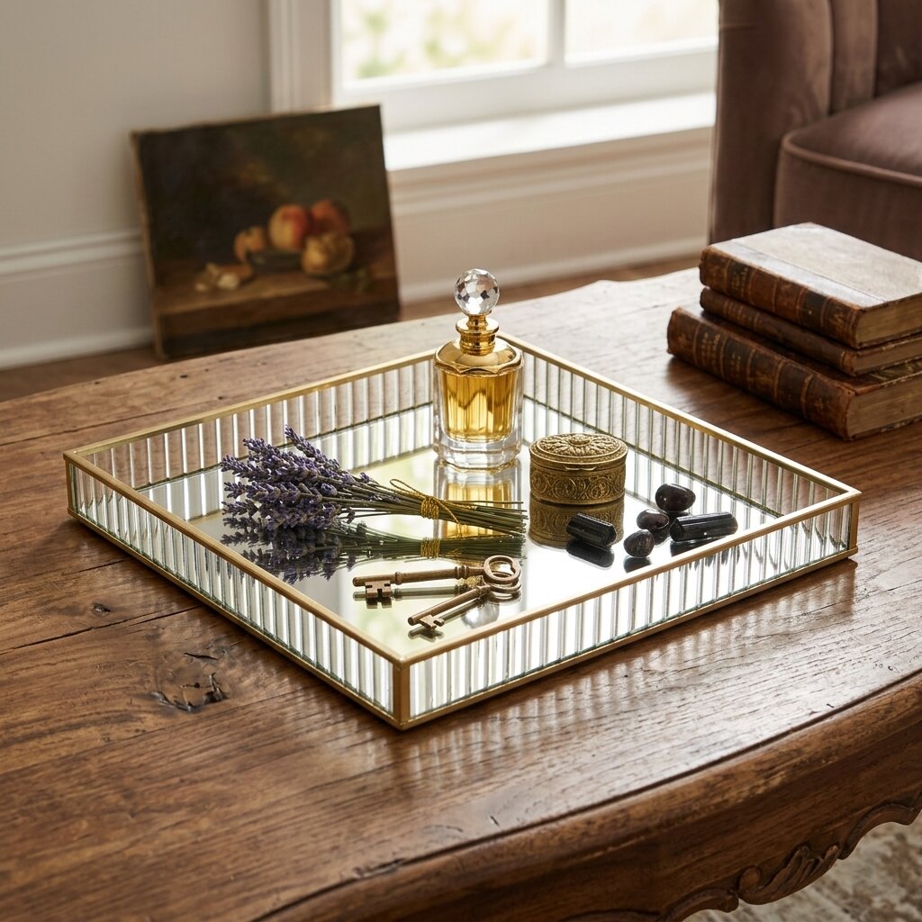 6137GD - Veldra Gold Square Glass Tray