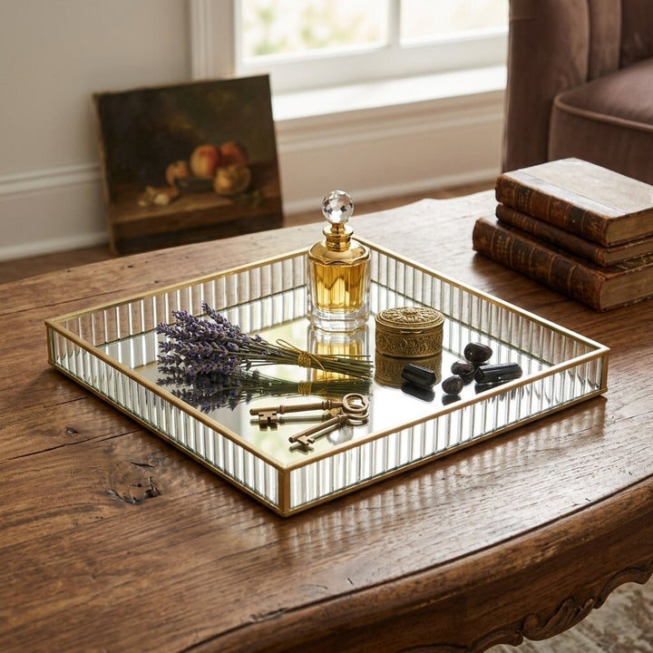 6137GD - Veldra Gold Square Glass Tray