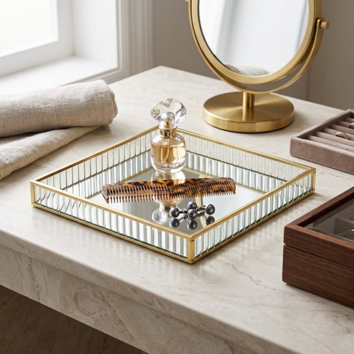6137GD - Veldra Gold Square Glass Tray