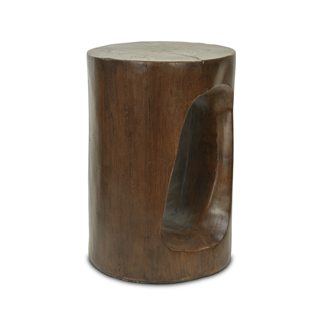Phaedra 13.75" Round Trunk-Style MGO Side Table with Wood-Grain Texture