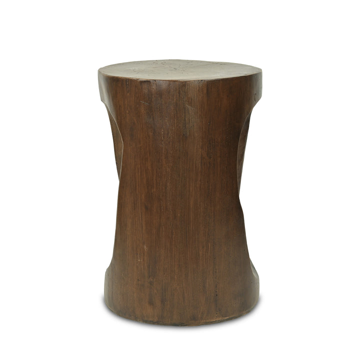 Phaedra 13.75" Round Trunk-Style MGO Side Table with Wood-Grain Texture