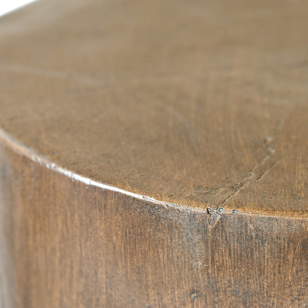Phaedra 13.75" Round Trunk-Style MGO Side Table with Wood-Grain Texture
